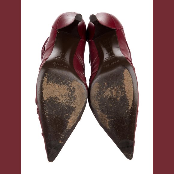 Sergio Rossi Deep Cherry Red Ruby Burgundy Boots IT 39.5 - Picture 5 of 6